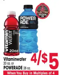 Jewel-Osco Vitaminwater 20 oz. or POWERADE 28 oz offer