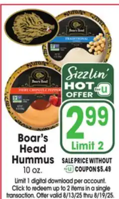 Jewel-Osco Boar's Head Hummus offer