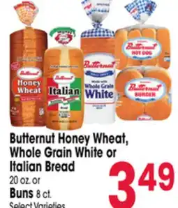 Jewel-Osco Butternut Honey Wheat, Whole Grain White or Italian Bread 20 oz. or Buns 8 ct offer