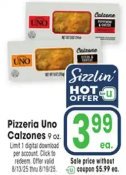 Jewel-Osco Pizzeria Uno Calzones offer