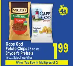 Jewel-Osco Cape Cod Potato Chips 7-8 oz. or Snyder's Pretzels 16 oz offer