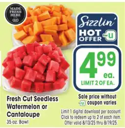 Jewel-Osco Fresh Cut Seedless Watermelon or Cantaloupe offer