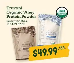 Sprouts Farmers Market Truvani Organic Whey Protein Powder offer
