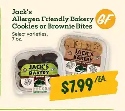 Sprouts Farmers Market Jack's Allergen Friendly Bakery Cookies or Brownie Bites offer