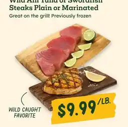 Sprouts Farmers Market Wild Ahi Tuna or Swordfish Steaks Plain or Marinated offer