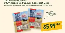 Sprouts Farmers Market Teton Waters Ranch 100% Grass-Fed Uncured Beef Hot Dogs offer