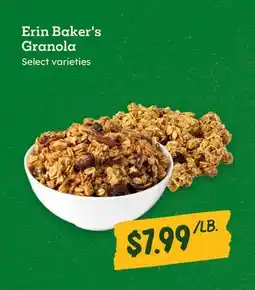 Sprouts Farmers Market Erin Baker's Granola offer