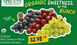 Sprouts Farmers Market Organic Red, Green or Black Seedless Grapes offer