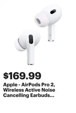 Best Buy Apple - AirPods Pro 2, Wireless Active Noise Cancelling Earbuds with Hearing Aid Feature - White offer