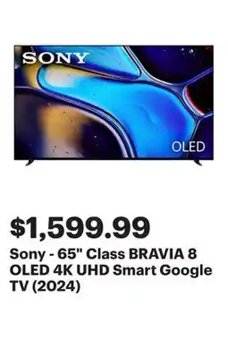 Best Buy Sony - 65 Class BRAVIA 8 OLED 4K UHD Smart Google TV (2024) offer