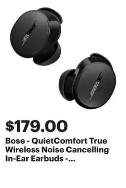 Best Buy Bose - QuietComfort True Wireless Noise Cancelling In-Ear Earbuds - Black offer