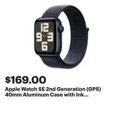 Best Buy Apple Watch SE 2nd Generation (GPS) 40mm Aluminum Case with Ink Sport Loop - Midnight - (2024) offer
