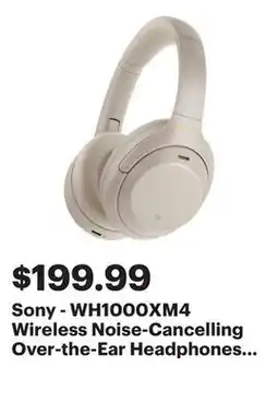 Best Buy Sony - WH1000XM4 Wireless Noise-Cancelling Over-the-Ear Headphones - Silver offer