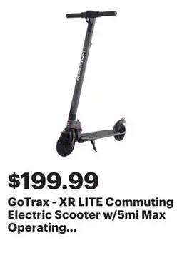 Best Buy GoTrax - XR LITE Commuting Electric Scooter w/5mi Max Operating Range & 12mph Max Speed - Black offer