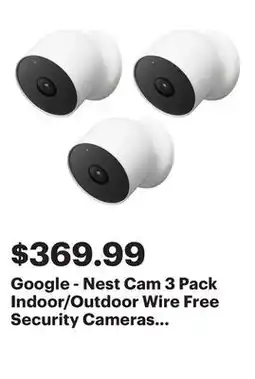 Best Buy Google - Nest Cam 3 Pack Indoor/Outdoor Wire Free Security Cameras - Snow offer