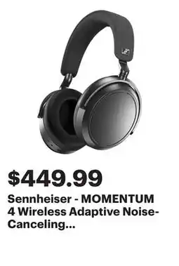 Best Buy Sennheiser - MOMENTUM 4 Wireless Adaptive Noise-Canceling Over-The-Ear Headphones - Graphite offer