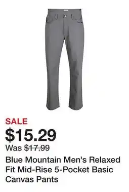 Tractor Supply Company Blue Mountain Men's Relaxed Fit Mid-Rise 5-Pocket Basic Canvas Pants offer