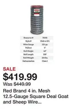 Tractor Supply Company Red Brand 4 in. Mesh 12.5-Gauge Square Deal Goat and Sheep Wire Fence, 330 ft. x 48 in offer