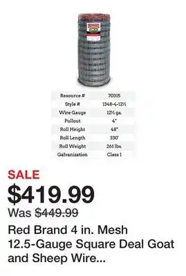 Tractor Supply Company Red Brand 4 in. Mesh 12.5-Gauge Square Deal Goat and Sheep Wire Fence, 330 ft. x 48 in offer