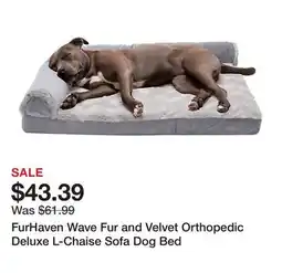 Tractor Supply Company FurHaven Wave Fur and Velvet Orthopedic Deluxe L-Chaise Sofa Dog Bed offer