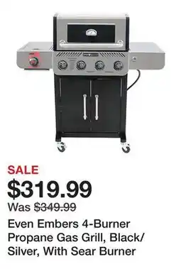 Tractor Supply Company Even Embers 4-Burner Propane Gas Grill, Black/Silver, With Sear Burner offer