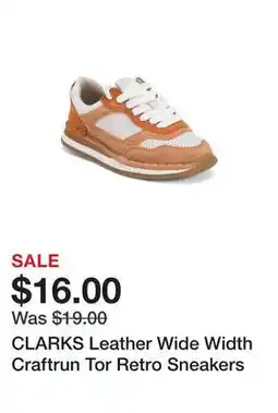 Marshalls CLARKS Leather Wide Width Craftrun Tor Retro Sneakers offer