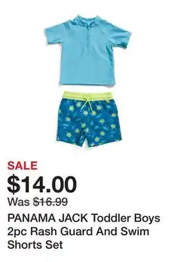 Marshalls PANAMA JACK Toddler Boys 2pc Rash Guard And Swim Shorts Set offer