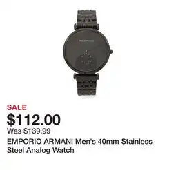 Marshalls EMPORIO ARMANI Men's 40mm Stainless Steel Analog Watch offer