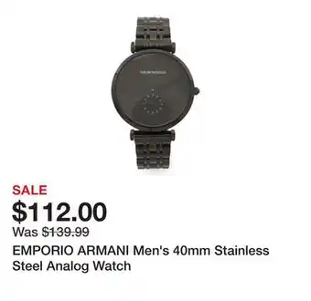 Marshalls EMPORIO ARMANI Men's 40mm Stainless Steel Analog Watch offer