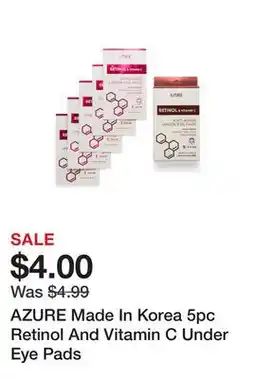 Marshalls AZURE Made In Korea 5pc Retinol And Vitamin C Under Eye Pads offer