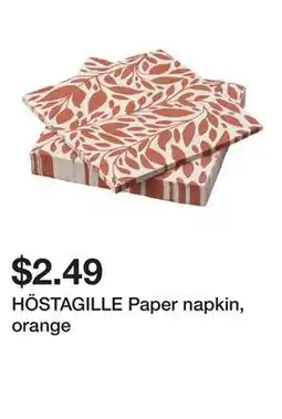 Ikea HÖSTAGILLE Paper napkin, orange offer
