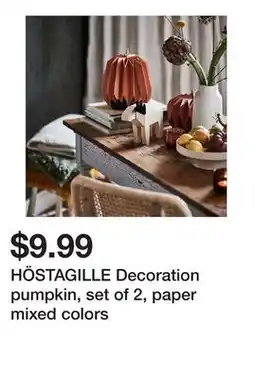 Ikea HÖSTAGILLE Decoration pumpkin, set of 2, paper mixed colors offer