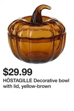 Ikea HÖSTAGILLE Decorative bowl with lid, yellow-brown offer