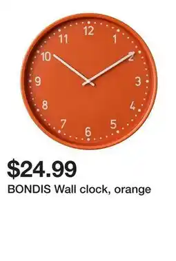 Ikea BONDIS Wall clock, orange offer