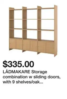 Ikea LÅDMAKARE Storage combination w sliding doors, with 9 shelves/oak effect offer