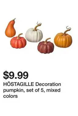 Ikea HÖSTAGILLE Decoration pumpkin, set of 5, mixed colors offer