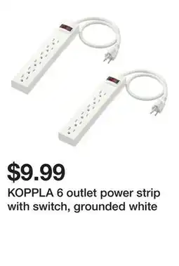 Ikea KOPPLA 6 outlet power strip with switch, grounded white offer