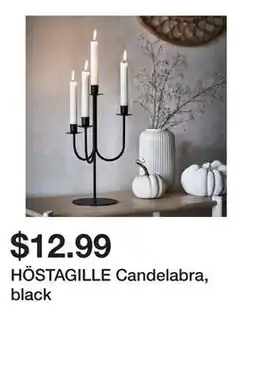 Ikea HÖSTAGILLE Candelabra, black offer