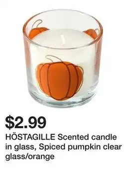 Ikea HÖSTAGILLE Scented candle in glass, Spiced pumpkin clear glass/orange offer