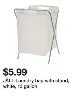 Ikea JÄLL Laundry bag with stand, white, 13 gallon offer