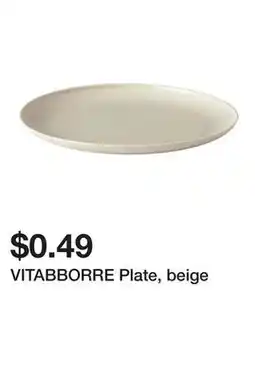 Ikea VITABBORRE Plate, beige offer