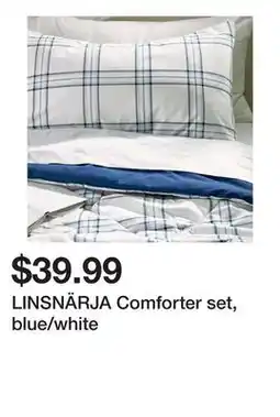Ikea LINSNÄRJA Comforter set, blue/white offer