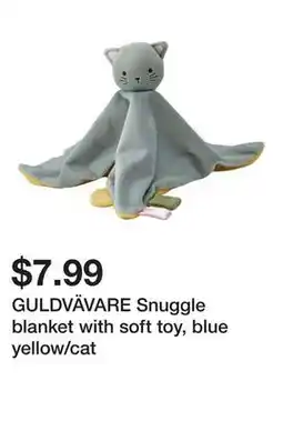 Ikea GULDVÄVARE Snuggle blanket with soft toy, blue yellow/cat offer