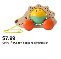 Ikea UPPSTÅ Pull toy, hedgehog/multicolor offer