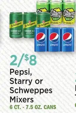 Heinen's Pepsi, Starry or Schweppes Mixers offer