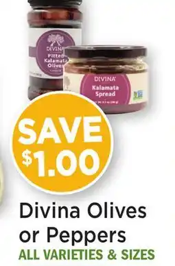 Heinen's Divina Olives or Peppers offer