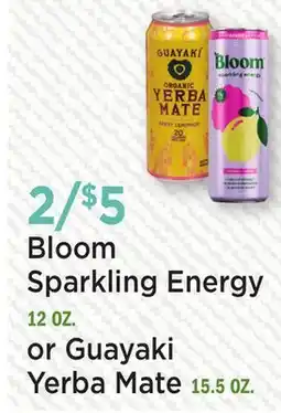 Heinen's Bloom Sparkling Energy 12 OZ. or Guayaki Yerba Mate 15.5 OZ offer