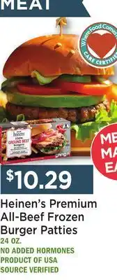 Heinen's Heinen's Premium All-Beef Frozen Burger Patties offer
