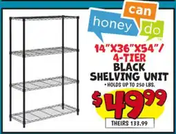 Ollie's 14 X36 X54/4-TIER BLACK SHELVING UNIT offer