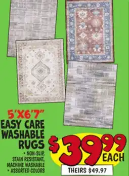 Ollie's 5' X 6' 7 EASY CARE WASHABLE RUGS offer
